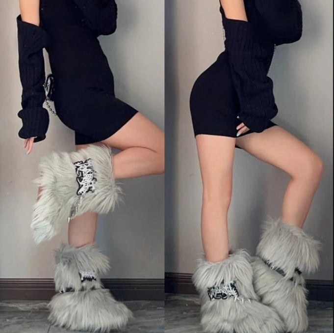 Fluffy Fox Fur Boots