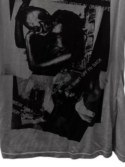 Letter Printing Rivet Slim-fit T-shirt