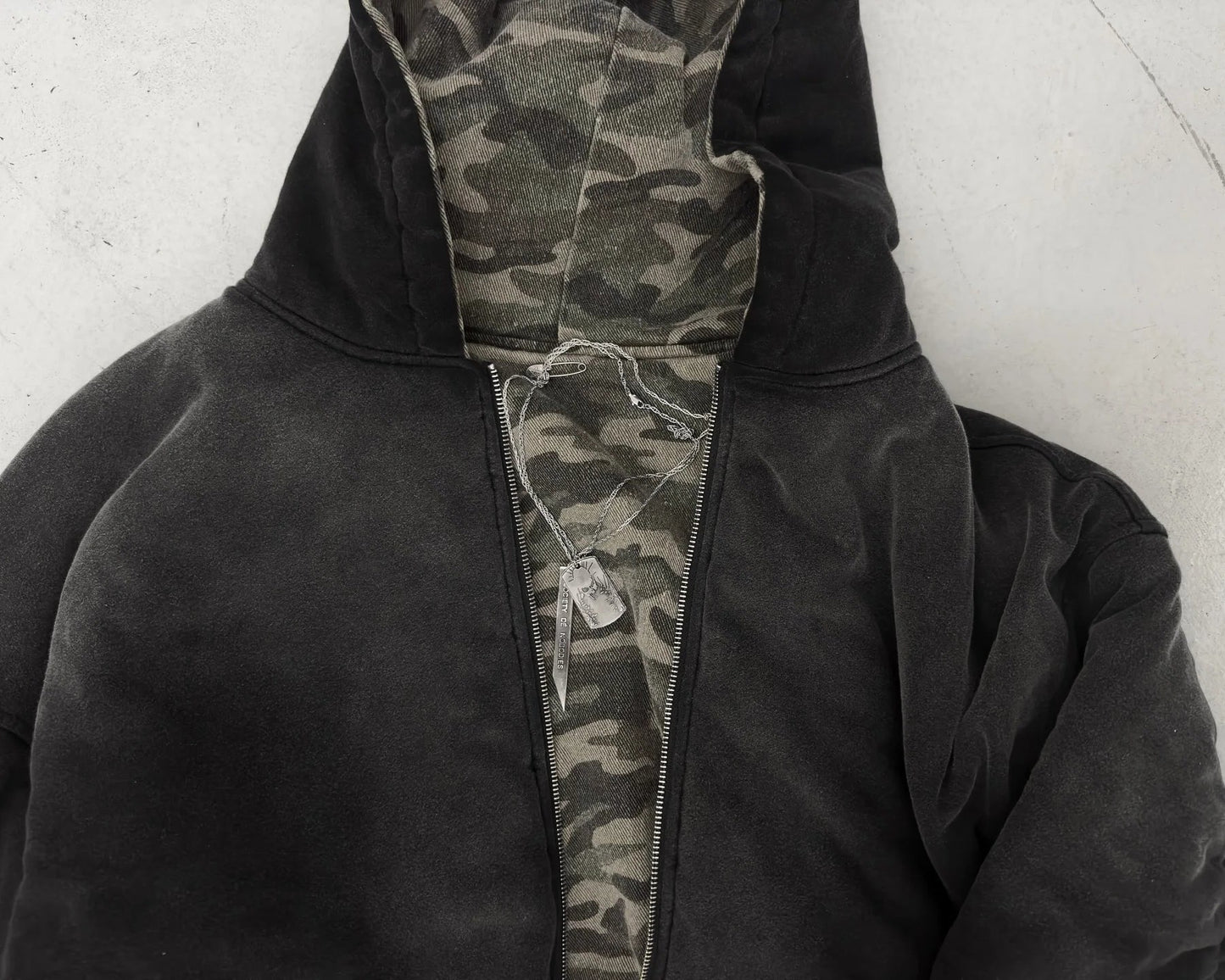 Reversible Camo Zipper Hood Jacket