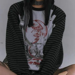 Patchwork Striped Long Sleeve Top - PWM
