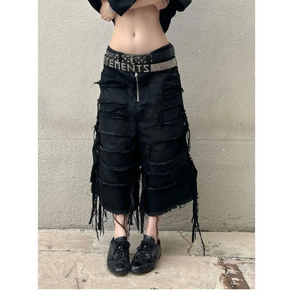 High Waist Washed Denim Shorts