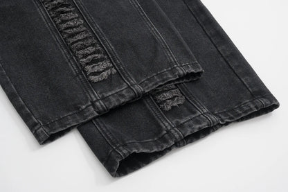 Whiskers Fringe Loose Jeans