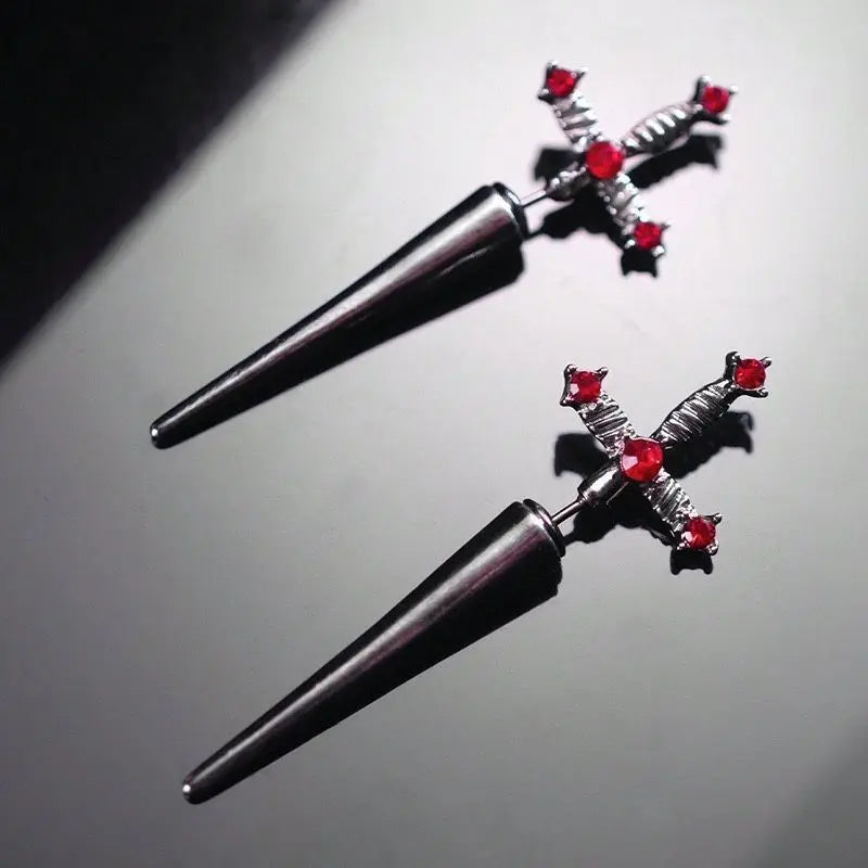 Zircon Gothic Cross Earring