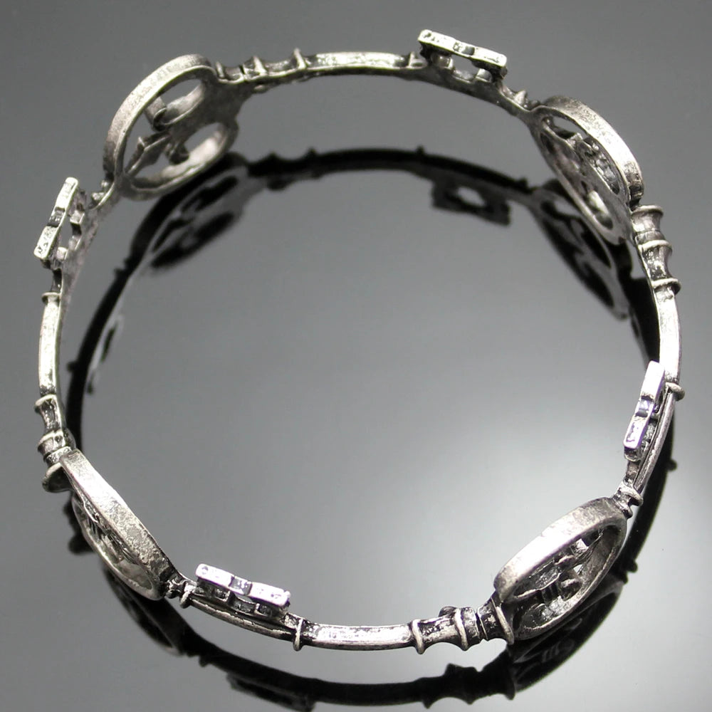 Vintage Victorian Skeleton Key Cross Bridal Bracelet - PWM