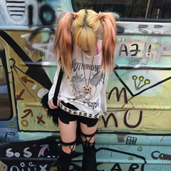 Trashy Skull Print Long Sleeve Tops - PWM