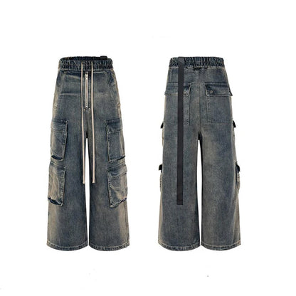 Drawstring Cargo Baggy Denim