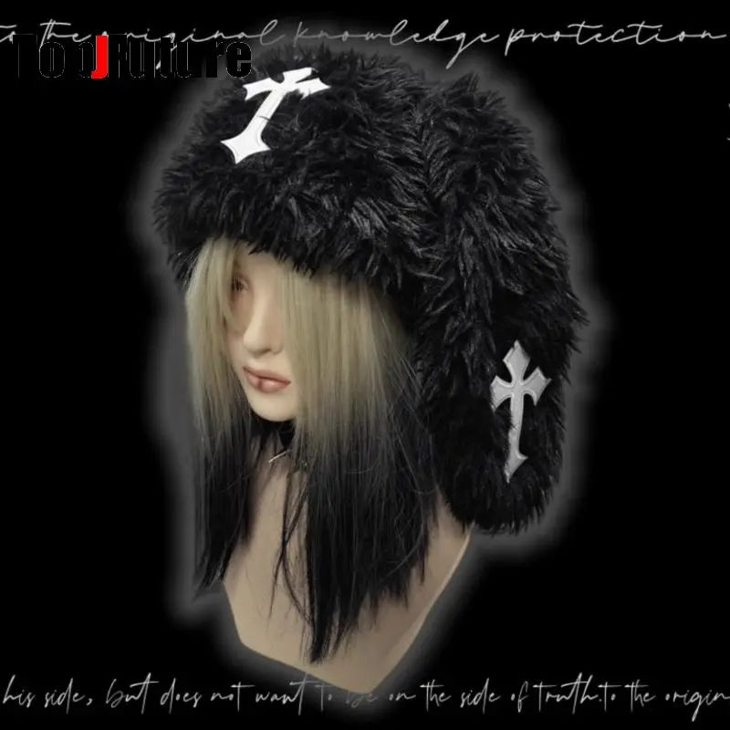 Fluffy Rabbit Ear Gothic Hat