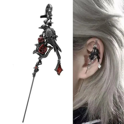 Thorn Rose Crow Stud Earrings