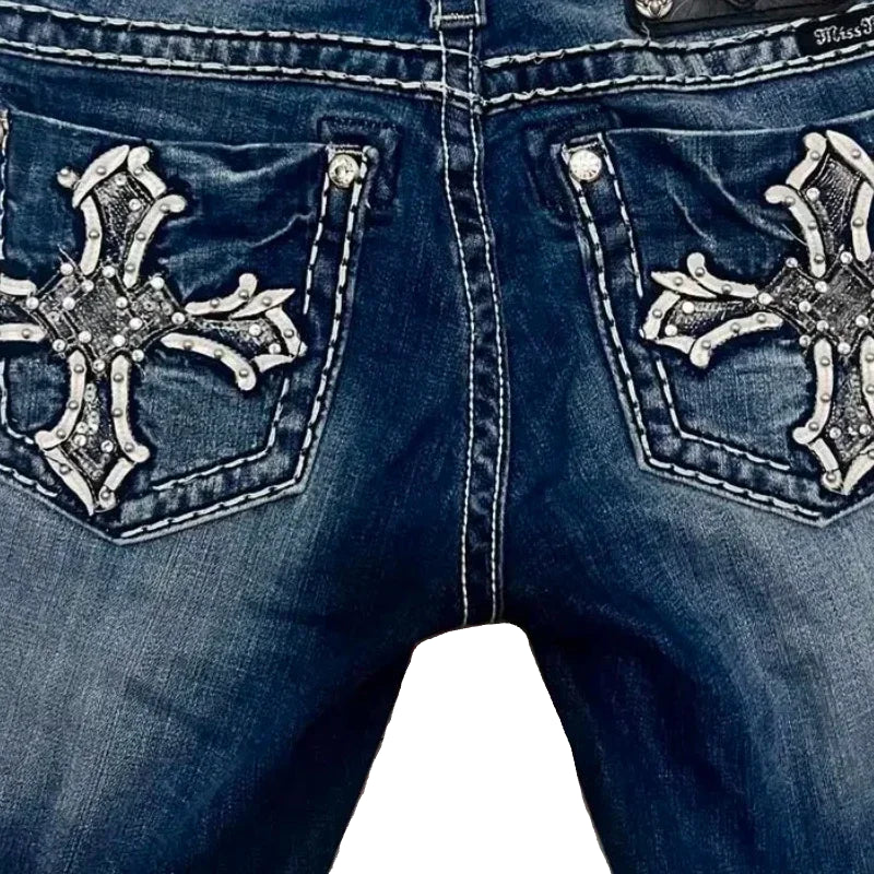Cross Embroidered Straight Jeans - PWM