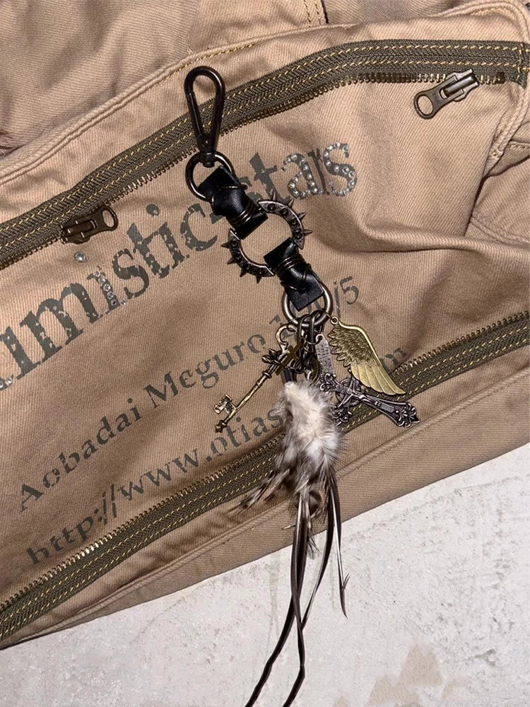 Feather Wing Cross Keychain