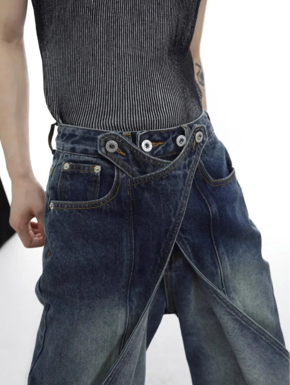 Distressed Washing Denim Pants