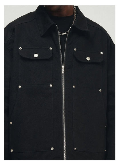 Washed Loose Zipper Crock Jacket