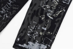 Graffiti Print Straight Loose Denim - PWM