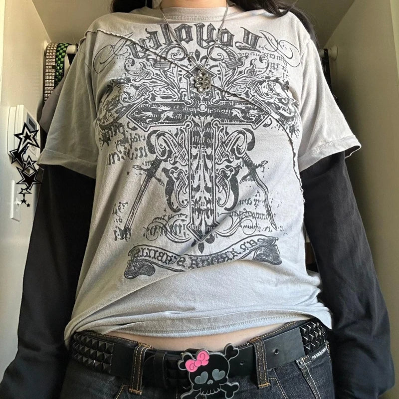 Cross Two-Piece Long Sleeve T shirt