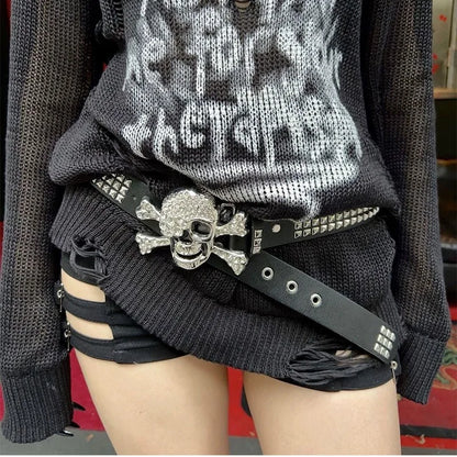 Silver Skull Buckle Belt