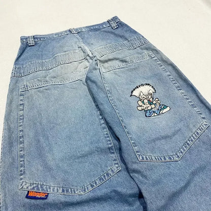 Cartoon Washed Baggy Jeans