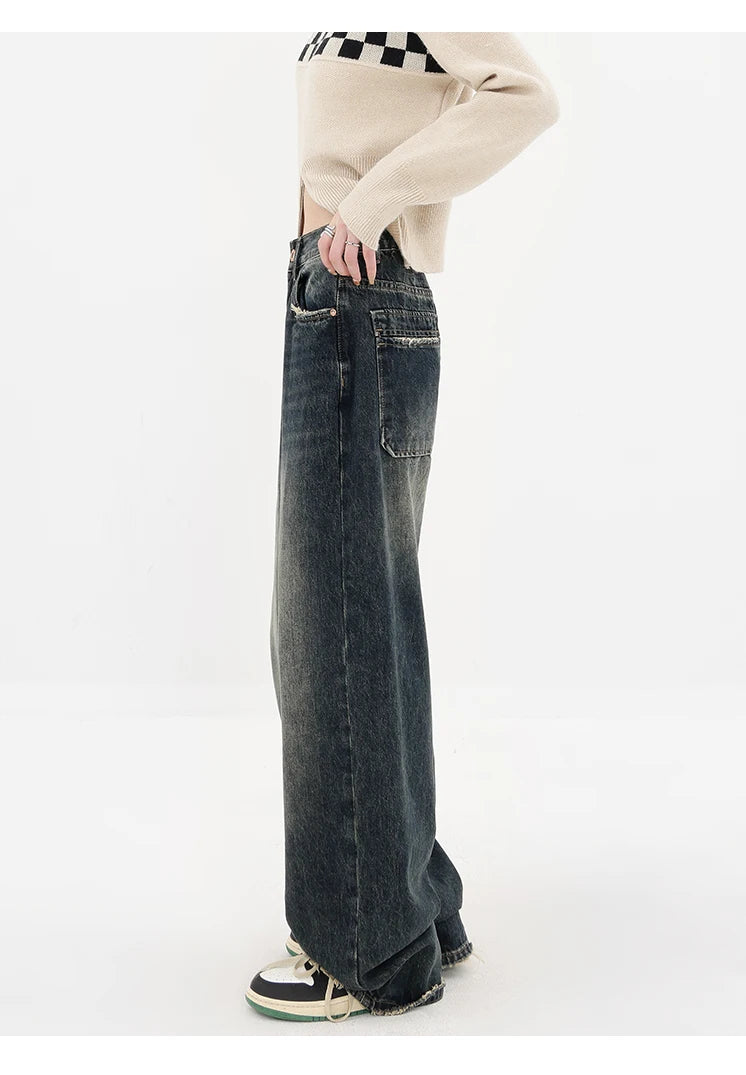 Wide Leg Straight Loose Denim Pants