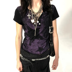 Crop Top Star Distressed T-Shirts - PWM