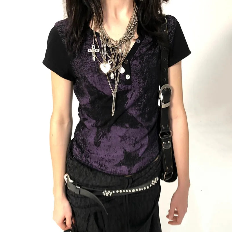 Crop Top Star Distressed T-Shirts - PWM