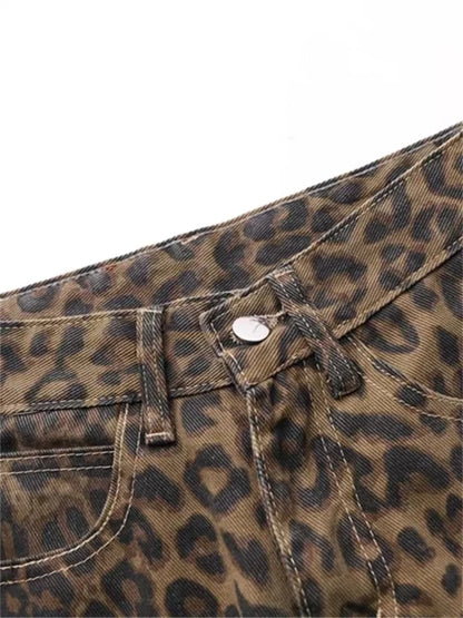 Tan Leopard Loose Jeans