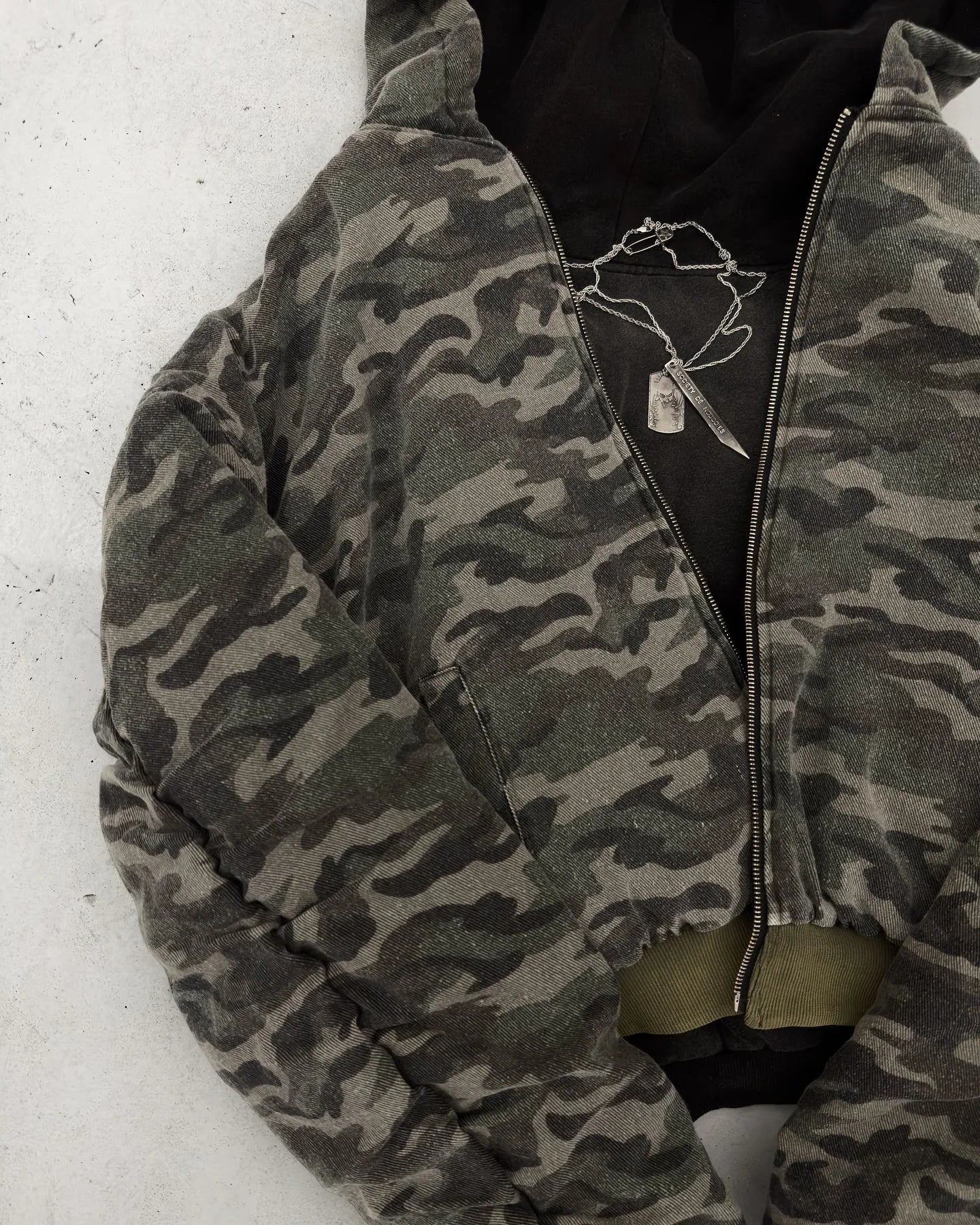 Reversible Camo Zipper Hood Jacket