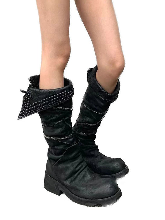Western Style Chunky Heel Desert Boots