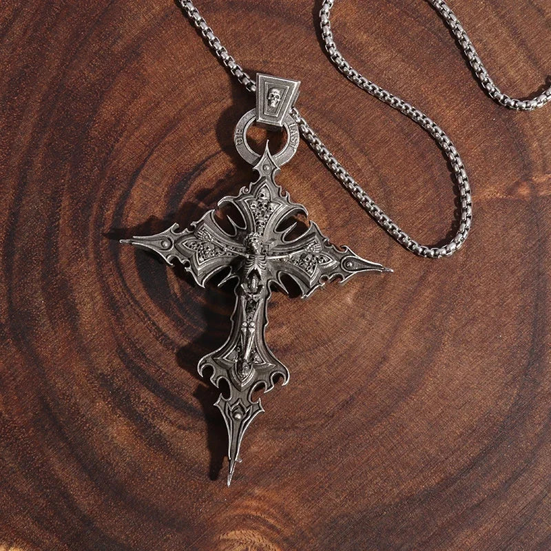 Skull Jesus Cross Pendant Necklace