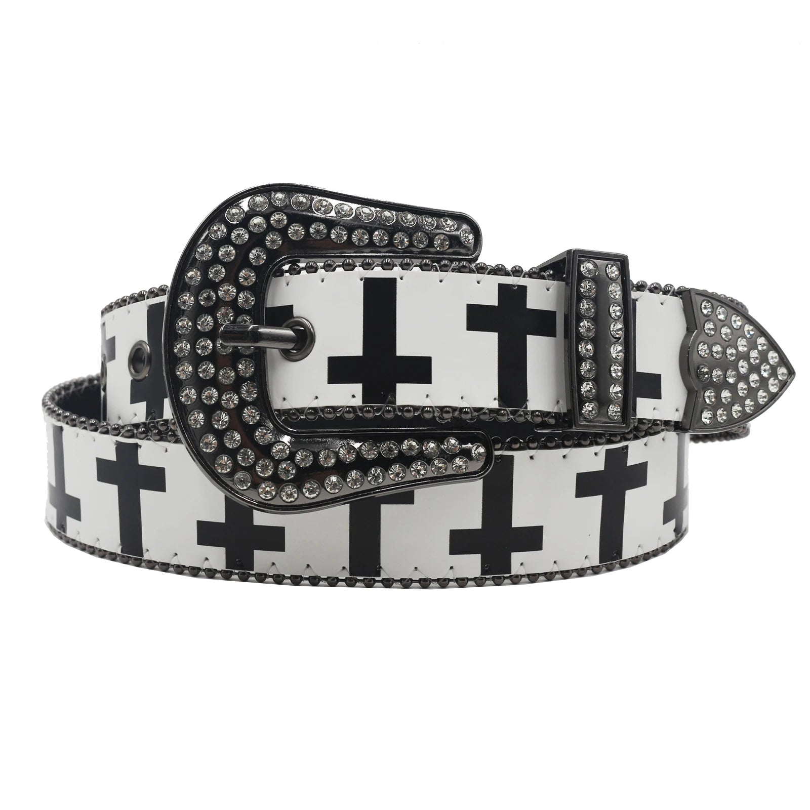Cross Pattern Rhinestone Belt - PWM