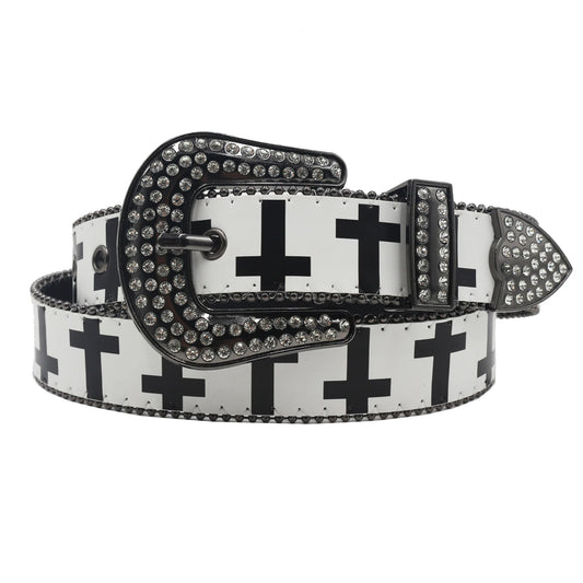 Cross Pattern Rhinestone Belt