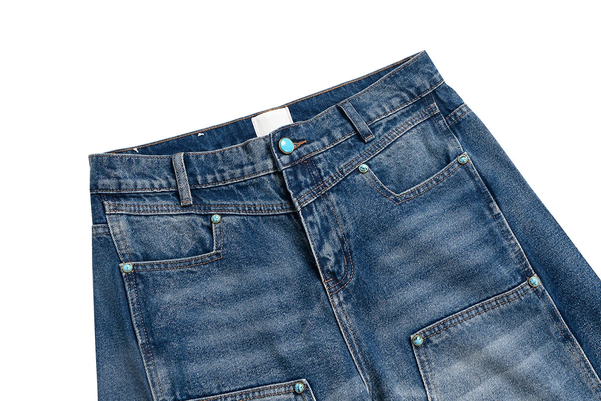 Distressed Logging Turquoise Jeans