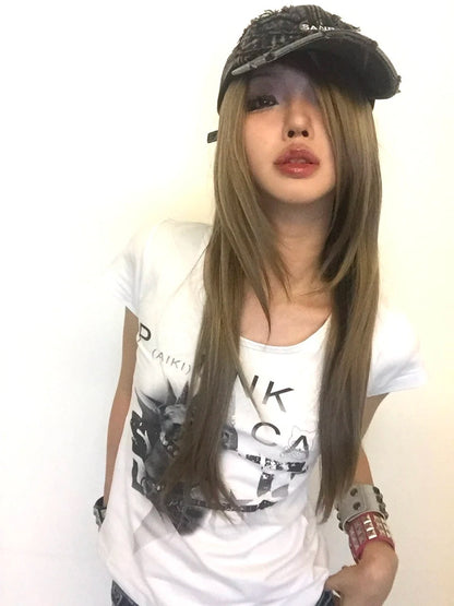 Punk Kitten Print T-shirt