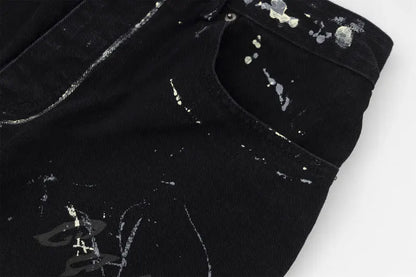 Graffiti Print Straight Loose Denim