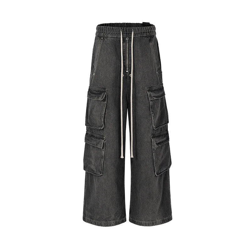 Drawstring Cargo Baggy Denim