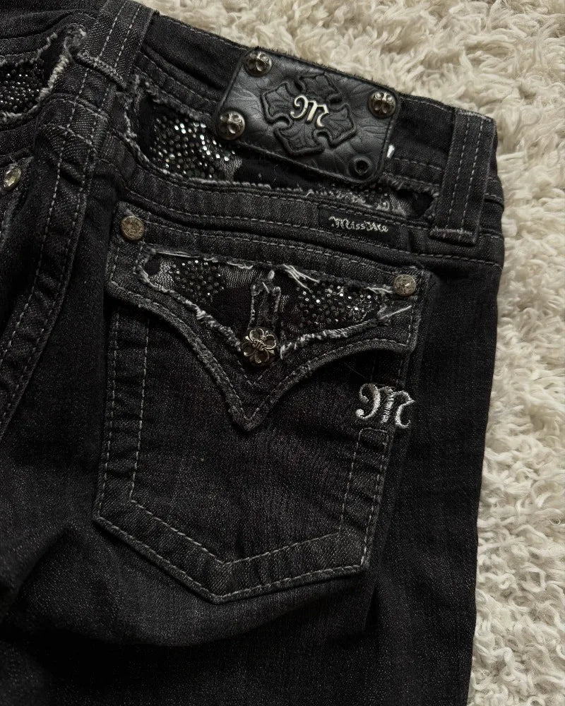 Washed Distressed Black Jeans