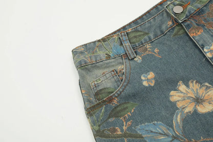 Floral Print Loose Jeans