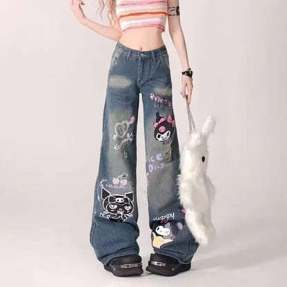 KUROMI Print Loose Jeans