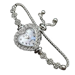 Heart Diamond-Studded Flower Watch Blacelet - PWM
