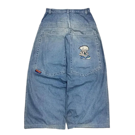 Cartoon Washed Baggy Jeans