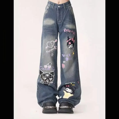 KUROMI Print Loose Jeans