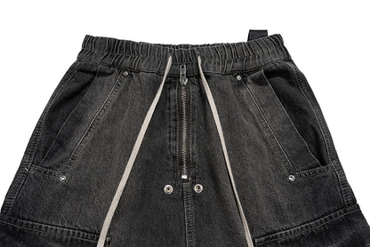 Drawstring Cargo Baggy Denim