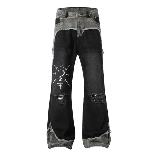 Patchwork Boot Cut Trousers