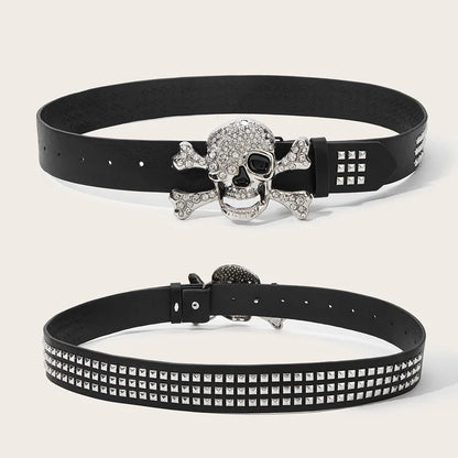 Silver Skull Buckle Belt
