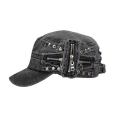 Zippers Ripped Hole Distressed Cap - PWM
