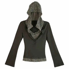 Fake Two Pieces Crop Hooded Top - PWM