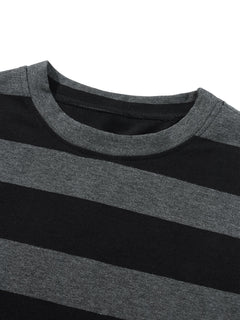 Grey Striped Long Sleeve Tops - PWM