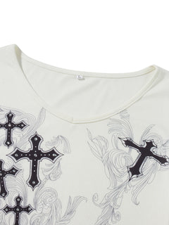 Cross Wings Print Long Sleeve Shirt - PWM