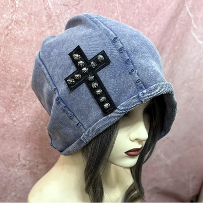 Spike Cross Rivet Beanie
