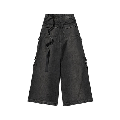 Drawstring Cargo Baggy Denim