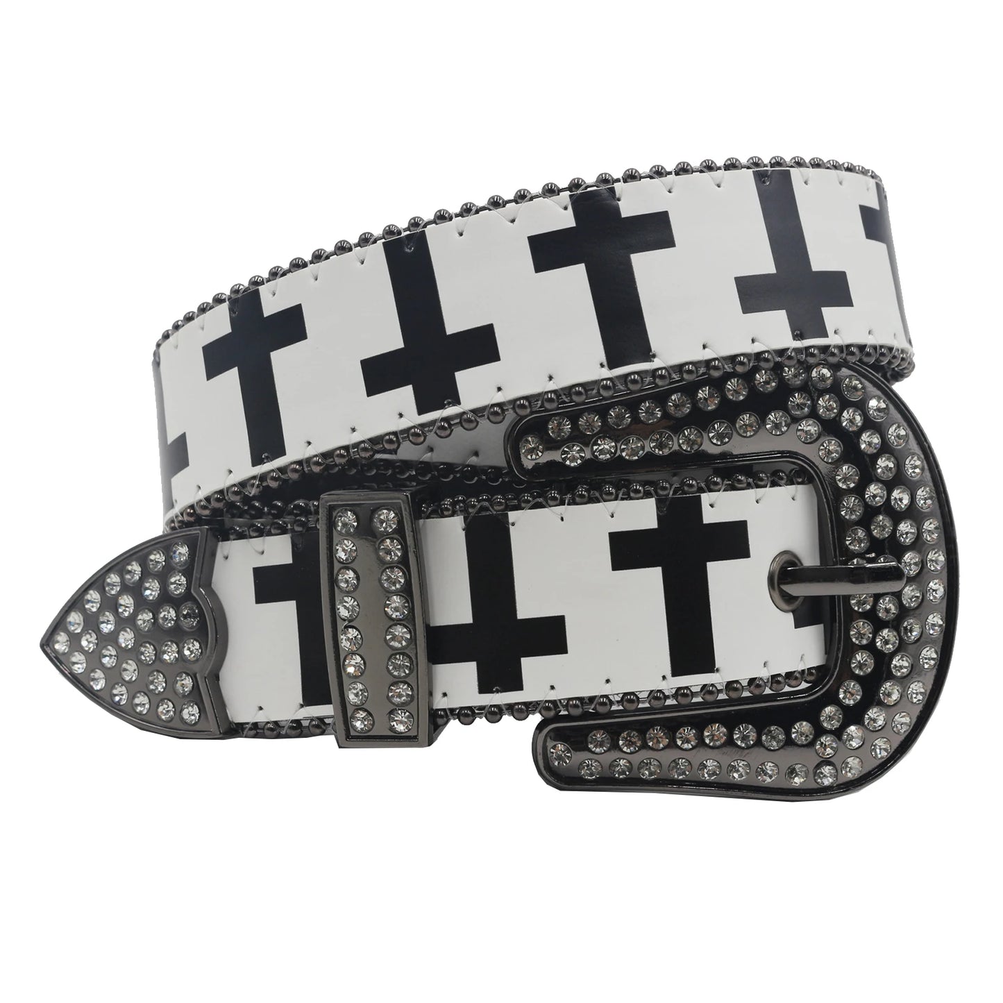 Cross Pattern Rhinestone Belt