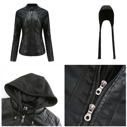 2-Piece Removal Hoodie Leather Jacket